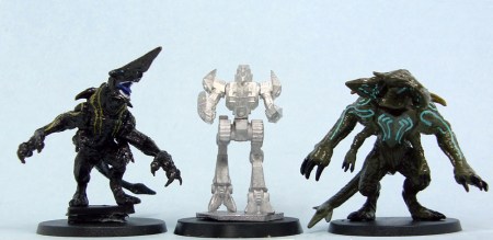L to R: Heroclix Knifehead, Spitfire, Heroclix Scunner
