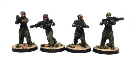 Photo of four female imperial guard troopers